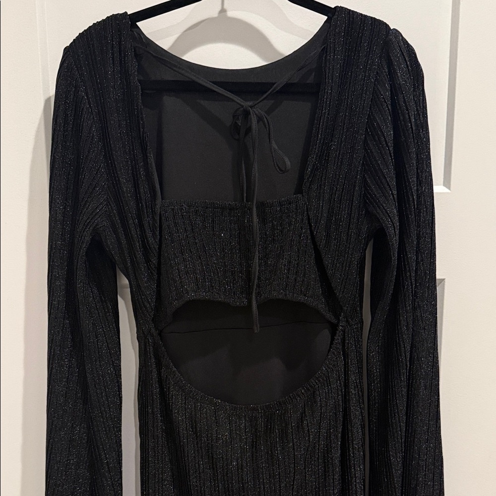 Dee Elly Black Shimmer Long Sleeve Dress | XL - Picture 2 of 5